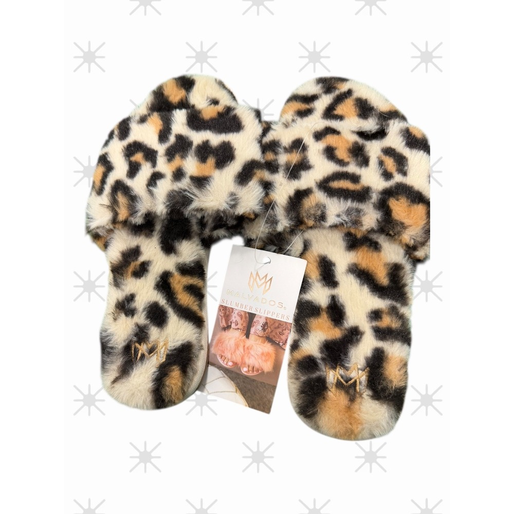 Malvados Slumber Slippers Leopard Print‎ Faux Fur Slides Women Size 5/6